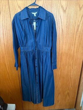nine west denim dress Women's Nine West Fit and Flare Midi Dress